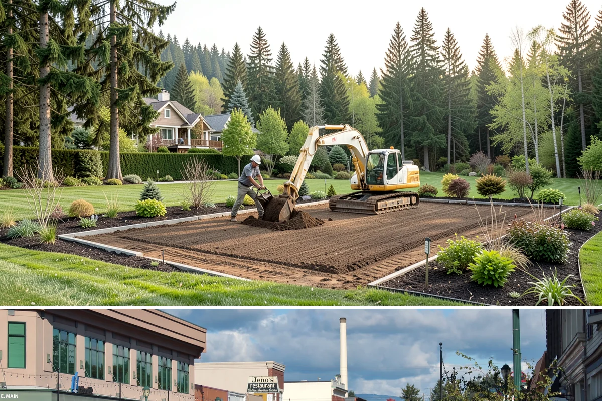 White Decorative Rock Installation in Monroe, Snohomish County, WA - White rock can be installed year-round, though placing it in drier months helps keep the light stone clean during the work.