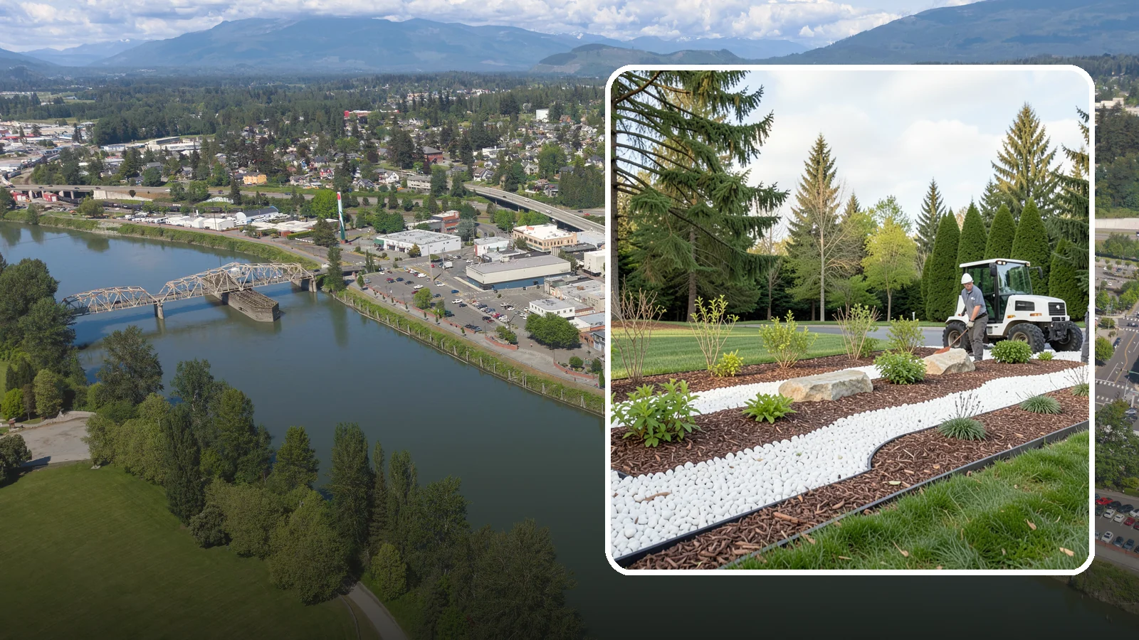 White Decorative Rock Installation in Mount Vernon, Skagit County, WA - Crisp white marble or limestone chips that brighten shaded beds and create clean, high-contrast borders.