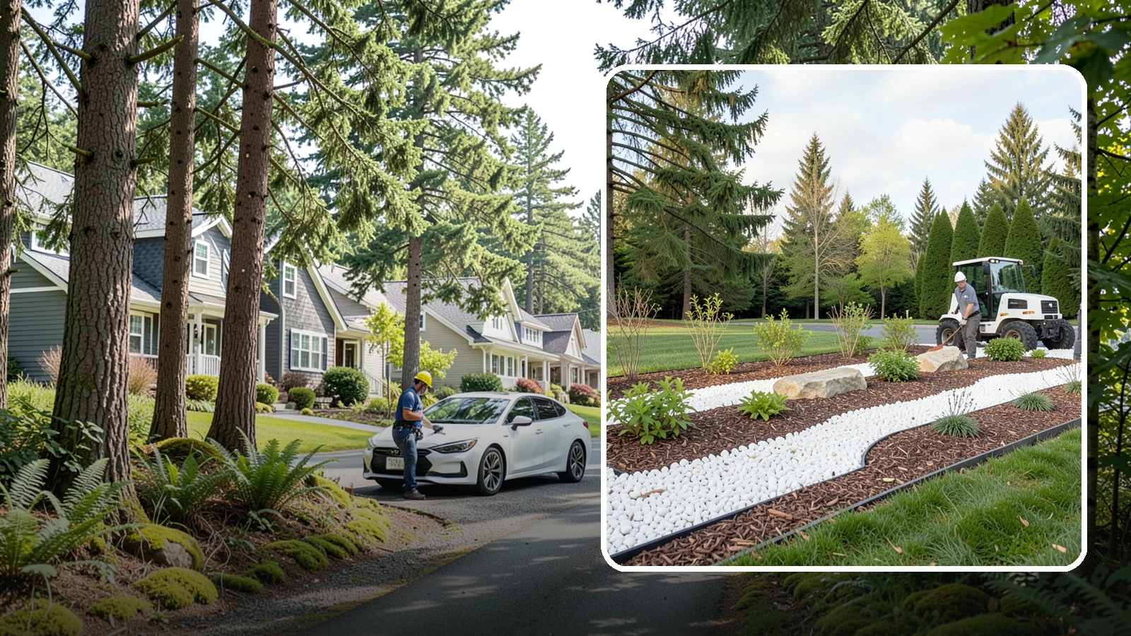 White Decorative Rock Installation in Normandy Park, King County, WA - Crisp white marble or limestone chips that brighten shaded beds and create clean, high-contrast borders.