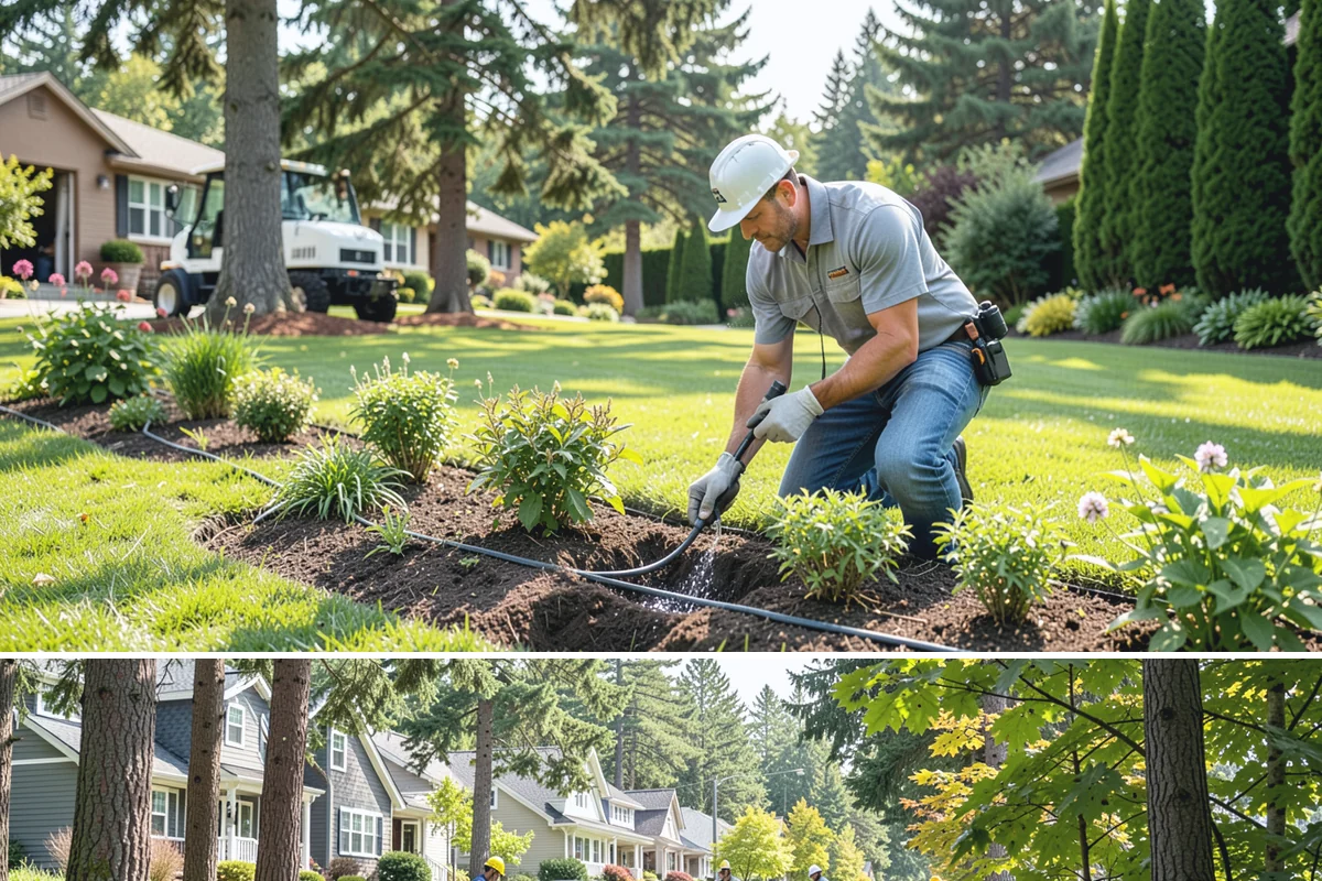 White Decorative Rock Installation in Normandy Park, King County, WA - White rock can be installed year-round, though placing it in drier months helps keep the light stone clean during the work.