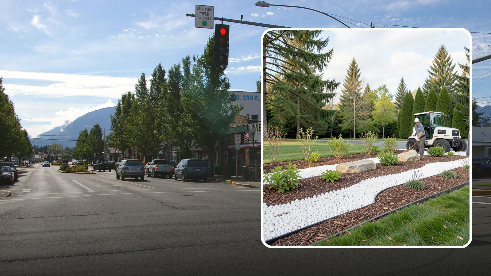 White Decorative Rock Installation in North Bend, King County, WA - Crisp white marble or limestone chips that brighten shaded beds and create clean, high-contrast borders.