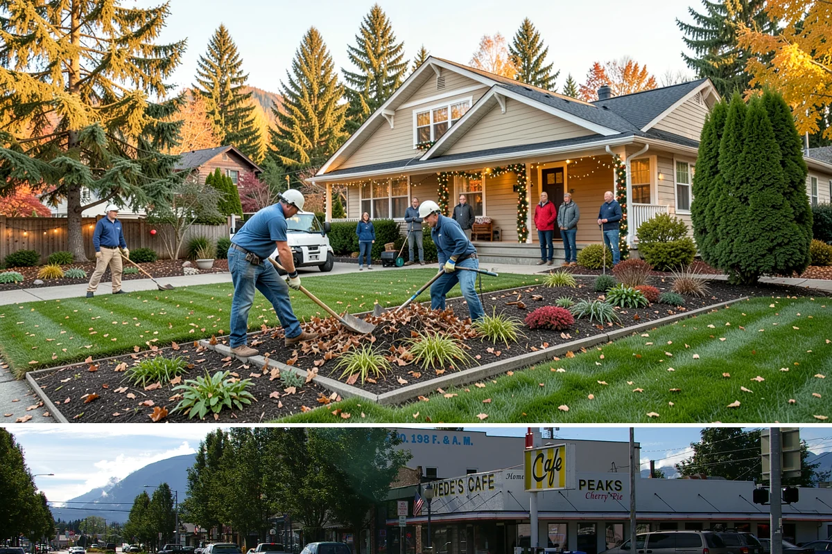 White Decorative Rock Installation in North Bend, King County, WA - White rock can be installed year-round, though placing it in drier months helps keep the light stone clean during the work.