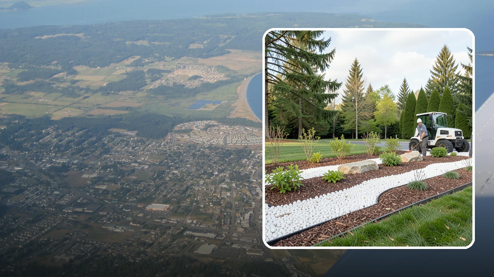 White Decorative Rock Installation in Oak Harbor, Island County, WA - Crisp white marble or limestone chips that brighten shaded beds and create clean, high-contrast borders.