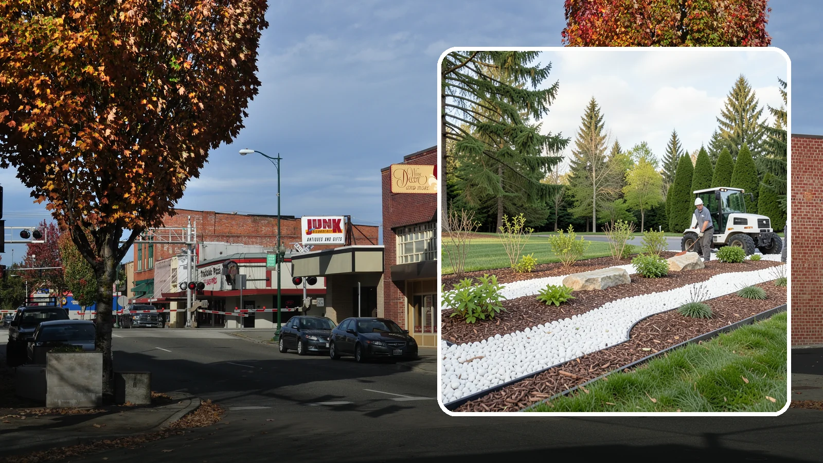 White Decorative Rock Installation in Puyallup, Pierce County, WA - Crisp white marble or limestone chips that brighten shaded beds and create clean, high-contrast borders.