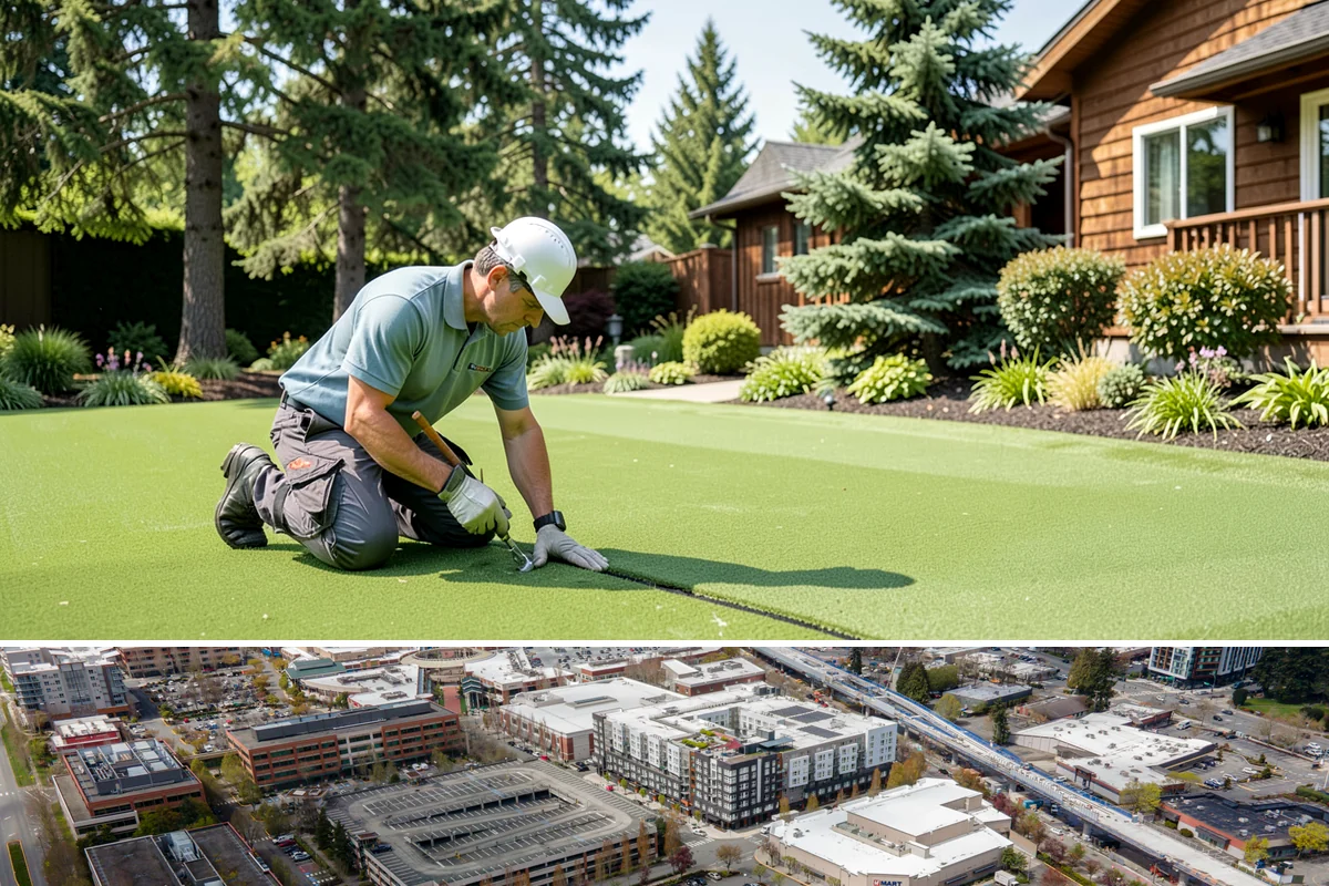 White Decorative Rock Installation in Redmond, King County, WA - White rock can be installed year-round, though placing it in drier months helps keep the light stone clean during the work.