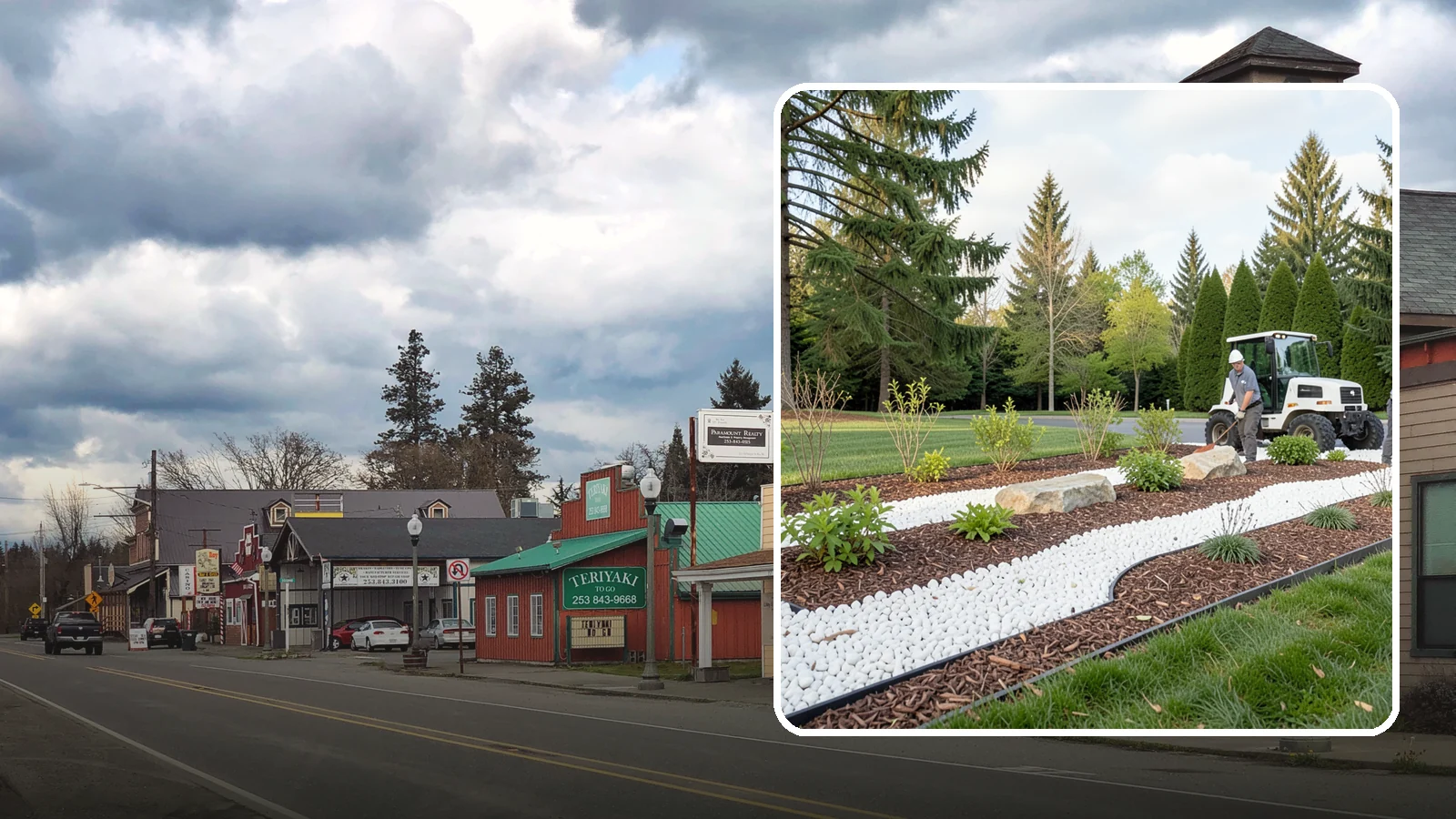 White Decorative Rock Installation in Roy, Pierce County, WA - Crisp white marble or limestone chips that brighten shaded beds and create clean, high-contrast borders.