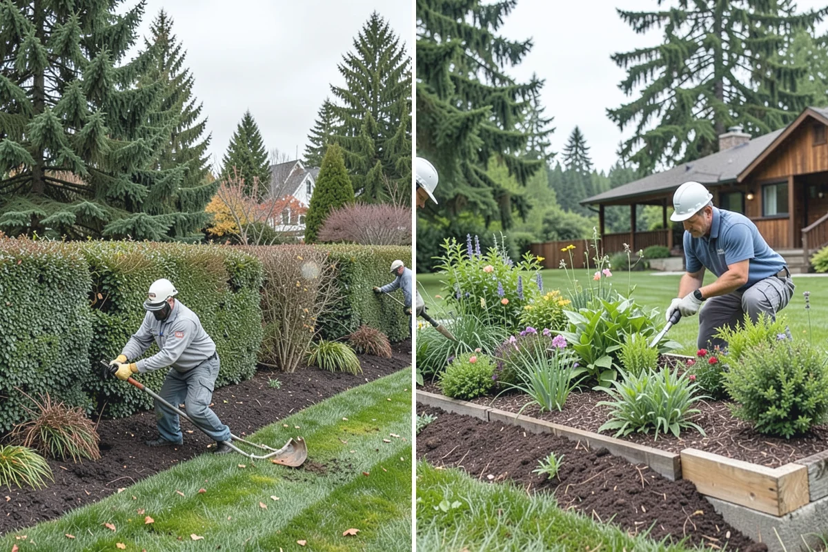 White Decorative Rock Installation in Roy, Pierce County, WA - Grade the bed and establish clean, defined edges