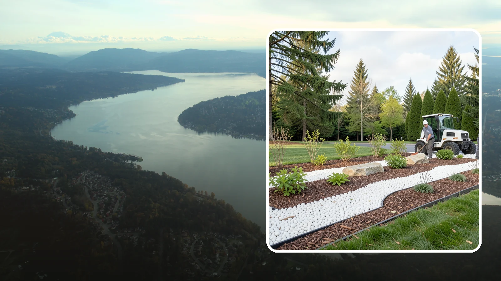White Decorative Rock Installation in Sammamish, King County, WA - Crisp white marble or limestone chips that brighten shaded beds and create clean, high-contrast borders.