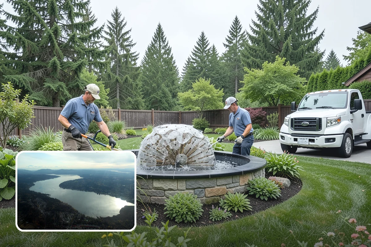 White Decorative Rock Installation in Sammamish, King County, WA - Reflects light to brighten shaded, north-facing beds