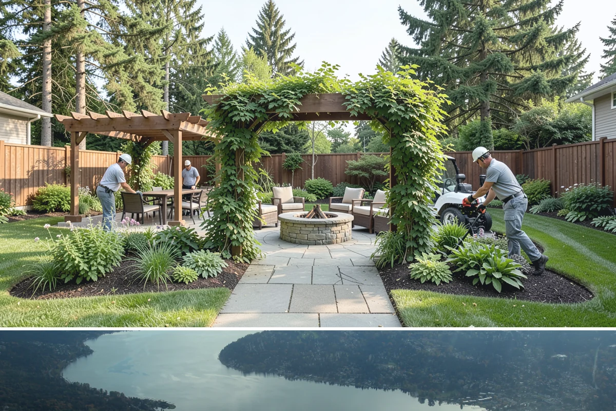 White Decorative Rock Installation in Sammamish, King County, WA - White rock can be installed year-round, though placing it in drier months helps keep the light stone clean during the work.