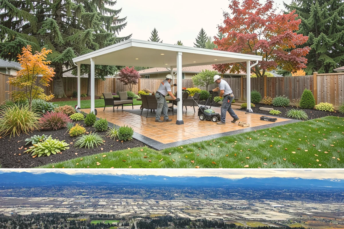 White Decorative Rock Installation in SeaTac, King County, WA - White rock can be installed year-round, though placing it in drier months helps keep the light stone clean during the work.