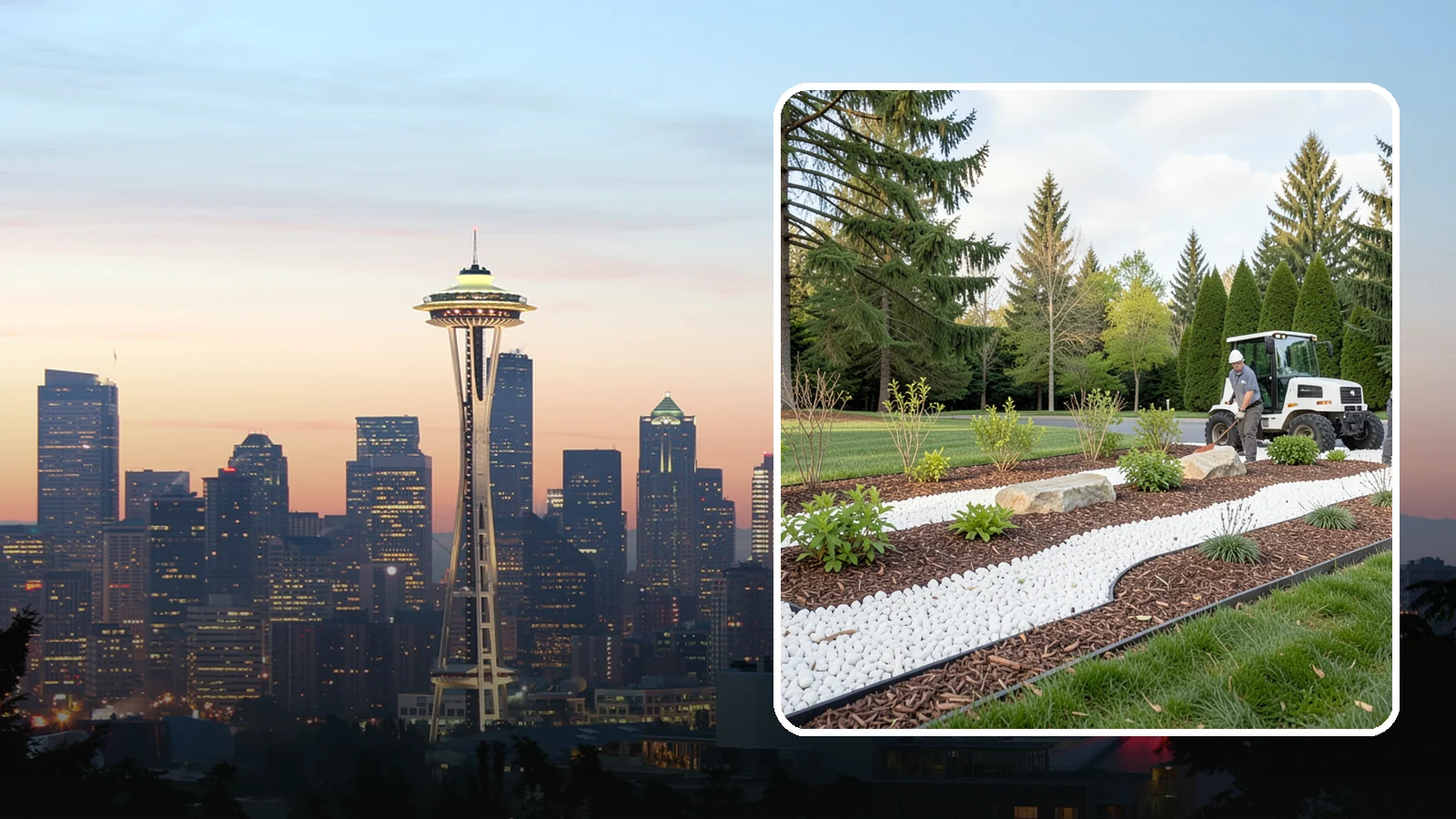 White Decorative Rock Installation in Seattle, King County, WA - Crisp white marble or limestone chips that brighten shaded beds and create clean, high-contrast borders.