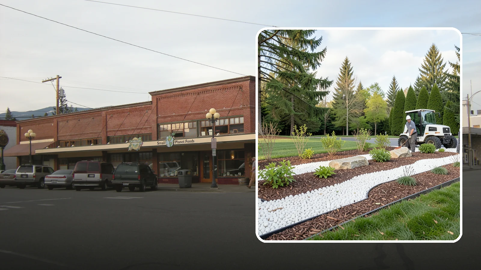 White Decorative Rock Installation in Sedro-Woolley, Skagit County, WA - Crisp white marble or limestone chips that brighten shaded beds and create clean, high-contrast borders.
