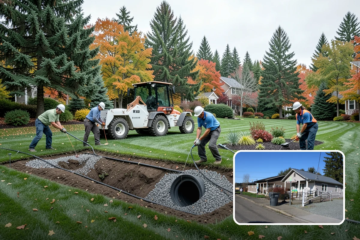White Decorative Rock Installation in South Prairie, Pierce County, WA - Reflects light to brighten shaded, north-facing beds