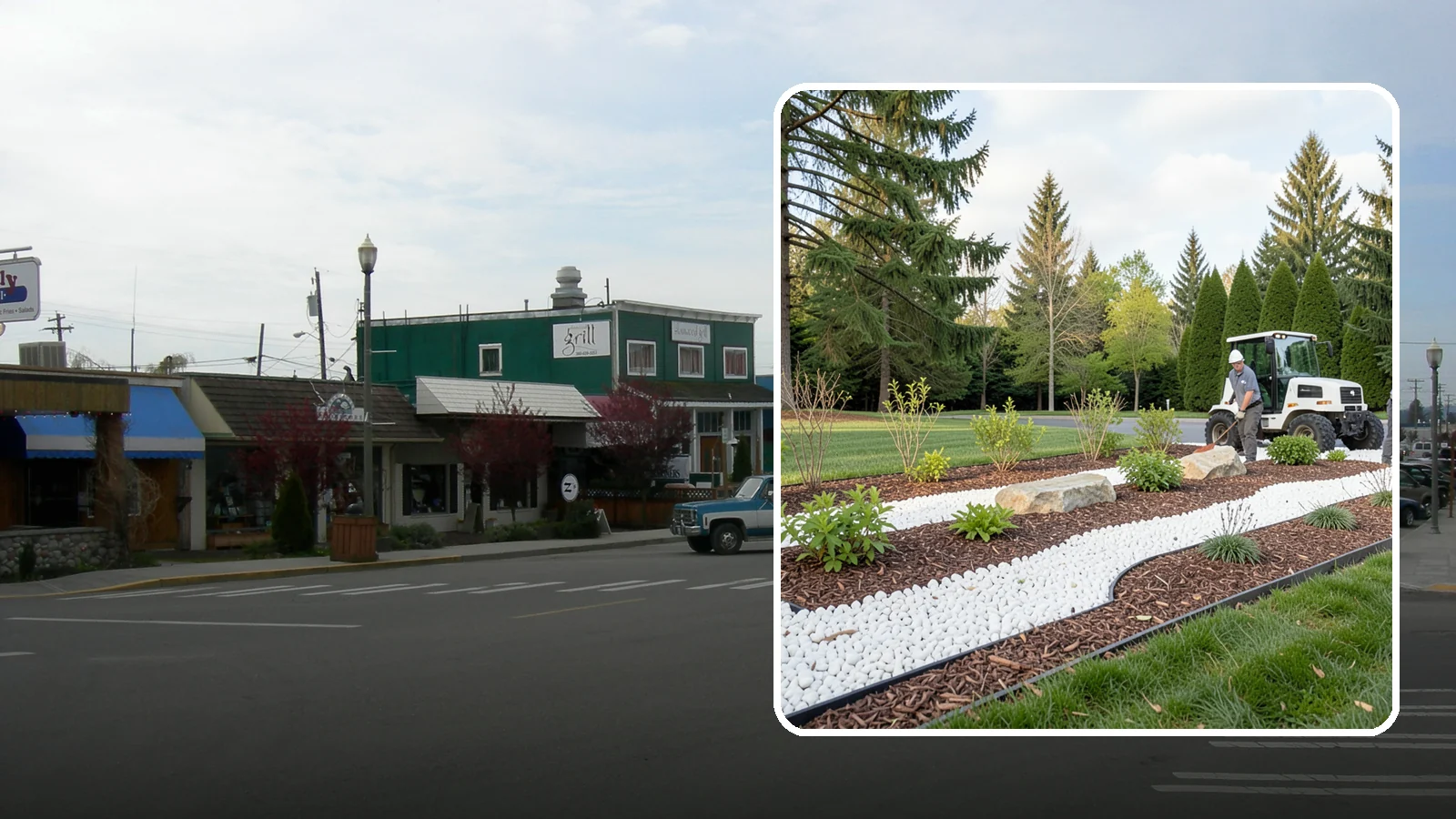 White Decorative Rock Installation in Stanwood, Snohomish County, WA - Crisp white marble or limestone chips that brighten shaded beds and create clean, high-contrast borders.