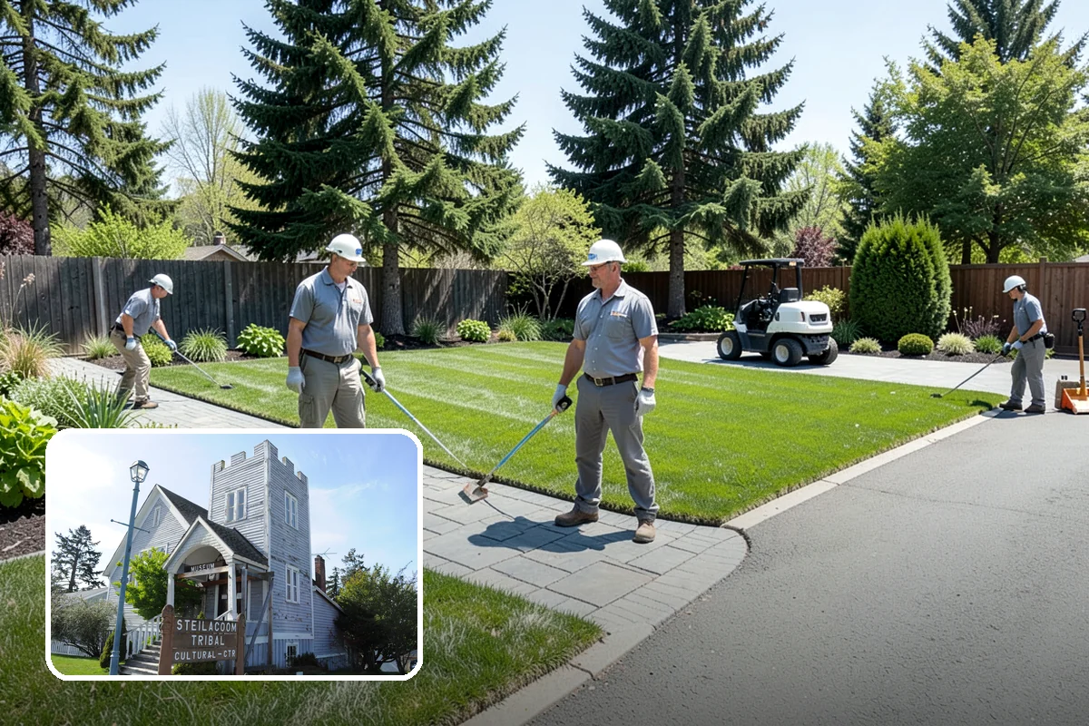 White Decorative Rock Installation in Steilacoom, Pierce County, WA - Reflects light to brighten shaded, north-facing beds