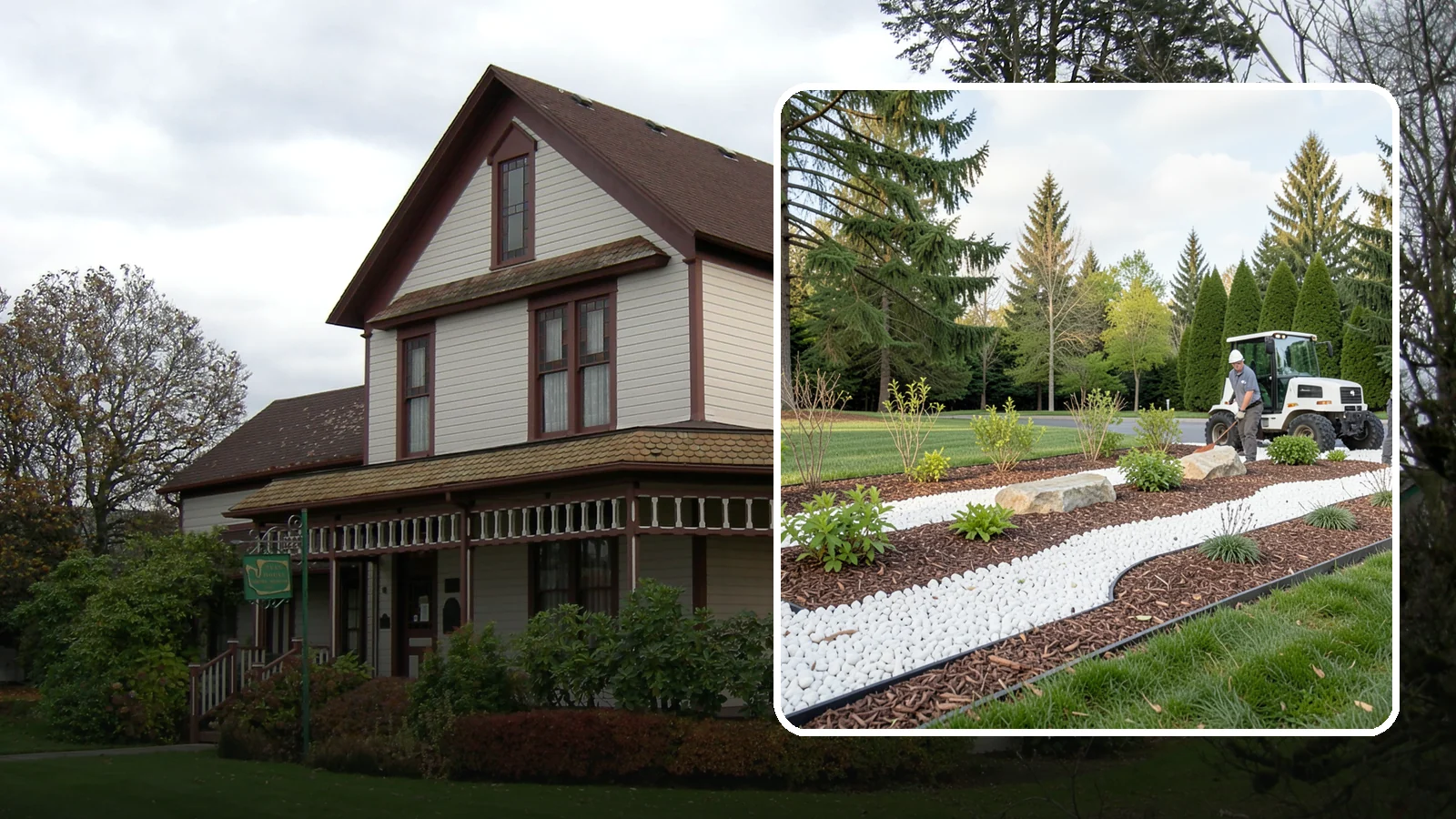 White Decorative Rock Installation in Sumner, Pierce County, WA - Crisp white marble or limestone chips that brighten shaded beds and create clean, high-contrast borders.