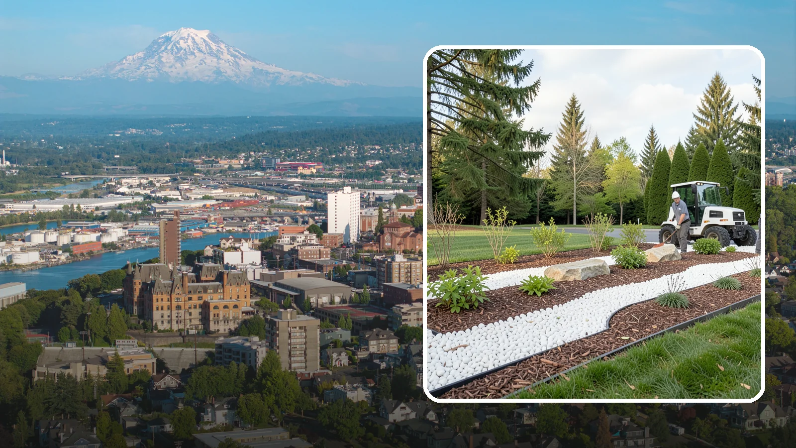 White Decorative Rock Installation in Tacoma, Pierce County, WA - Crisp white marble or limestone chips that brighten shaded beds and create clean, high-contrast borders.