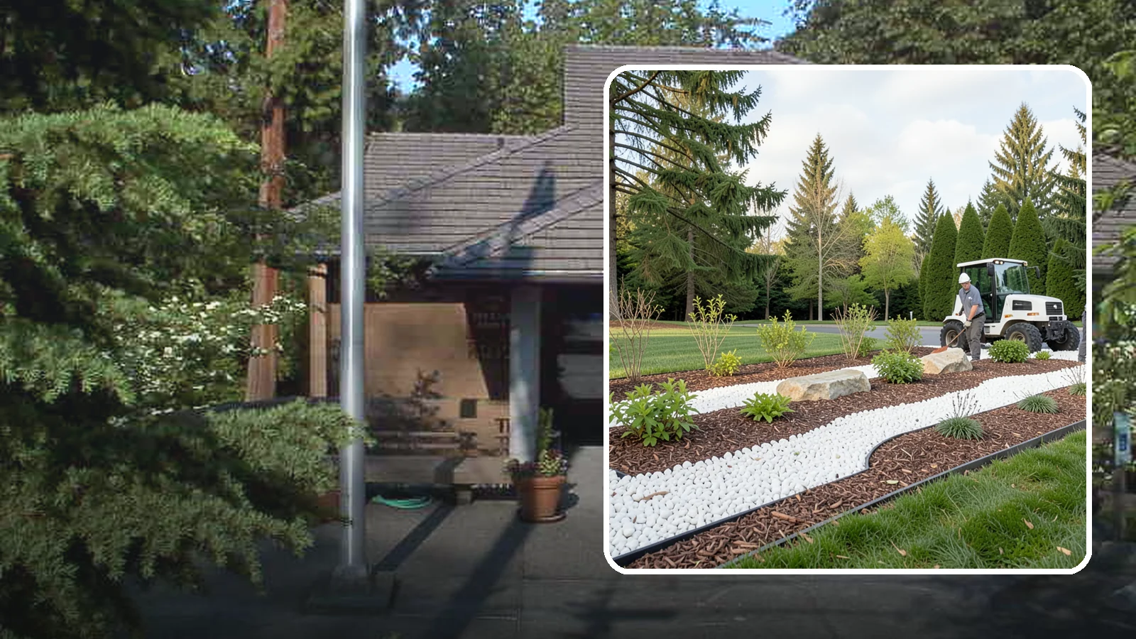 White Decorative Rock Installation in Yarrow Point, King County, WA - Crisp white marble or limestone chips that brighten shaded beds and create clean, high-contrast borders.