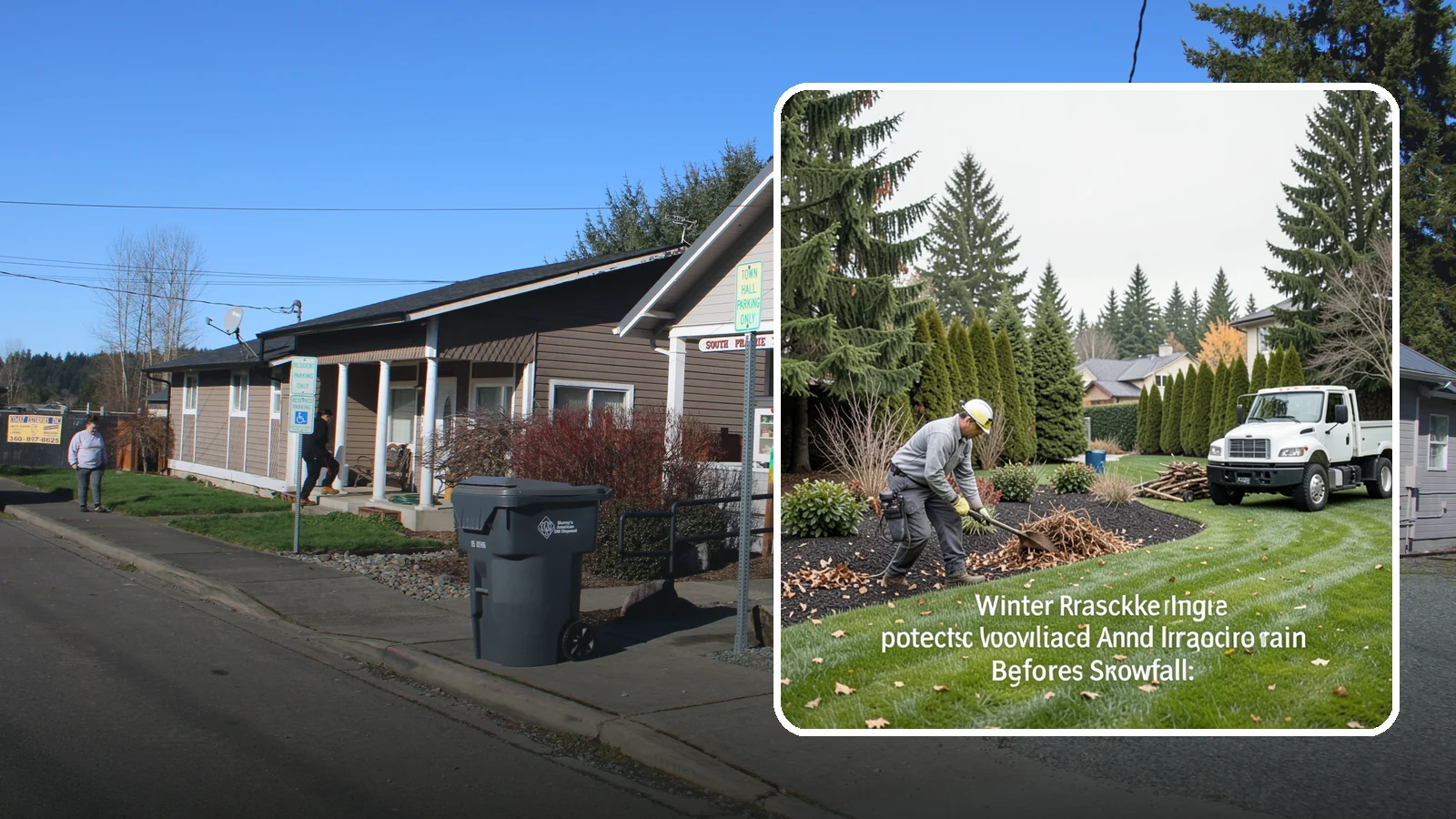 Winter Landscape Protection in South Prairie, Pierce County, WA - We shield vulnerable plants, hardscapes, and irrigation from the wind, rain, and cold that stress Pacific Northwest landscapes in...