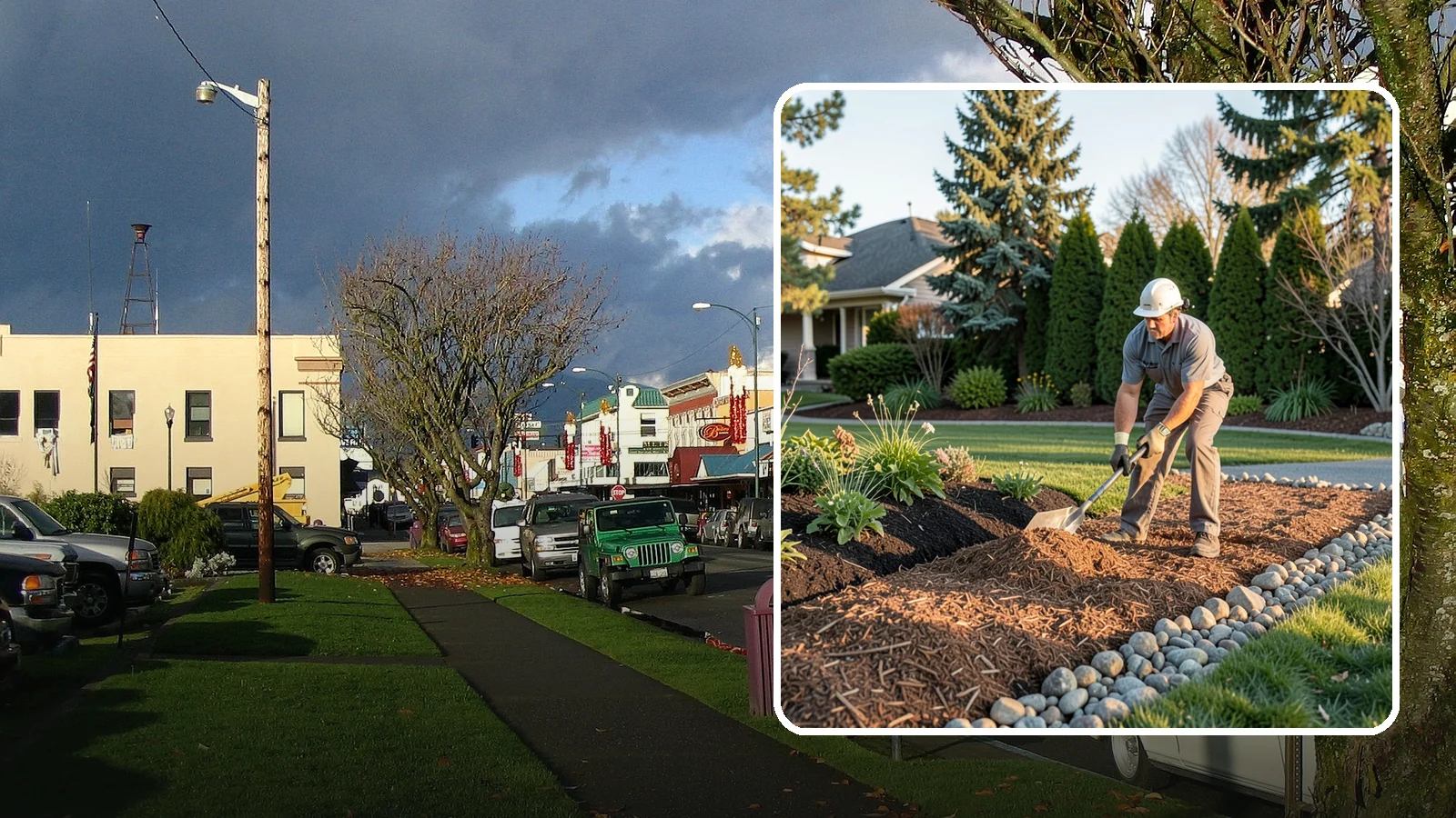 Wood Chip Spreading in Arlington, Snohomish County, WA - Natural wood chips and arborist chips spread on paths, beds, and play areas for a rugged, economical cover.