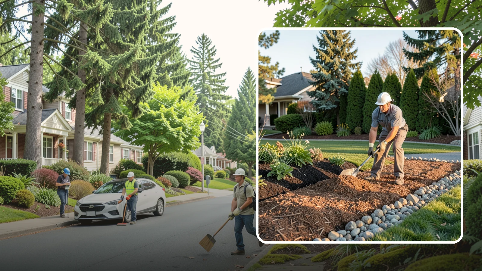 Wood Chip Spreading in Beaux Arts Village, King County, WA - Natural wood chips and arborist chips spread on paths, beds, and play areas for a rugged, economical cover.