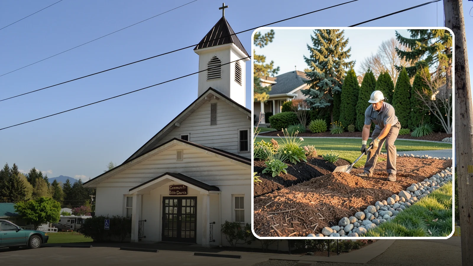 Wood Chip Spreading in Concrete, Skagit County, WA - Natural wood chips and arborist chips spread on paths, beds, and play areas for a rugged, economical cover.
