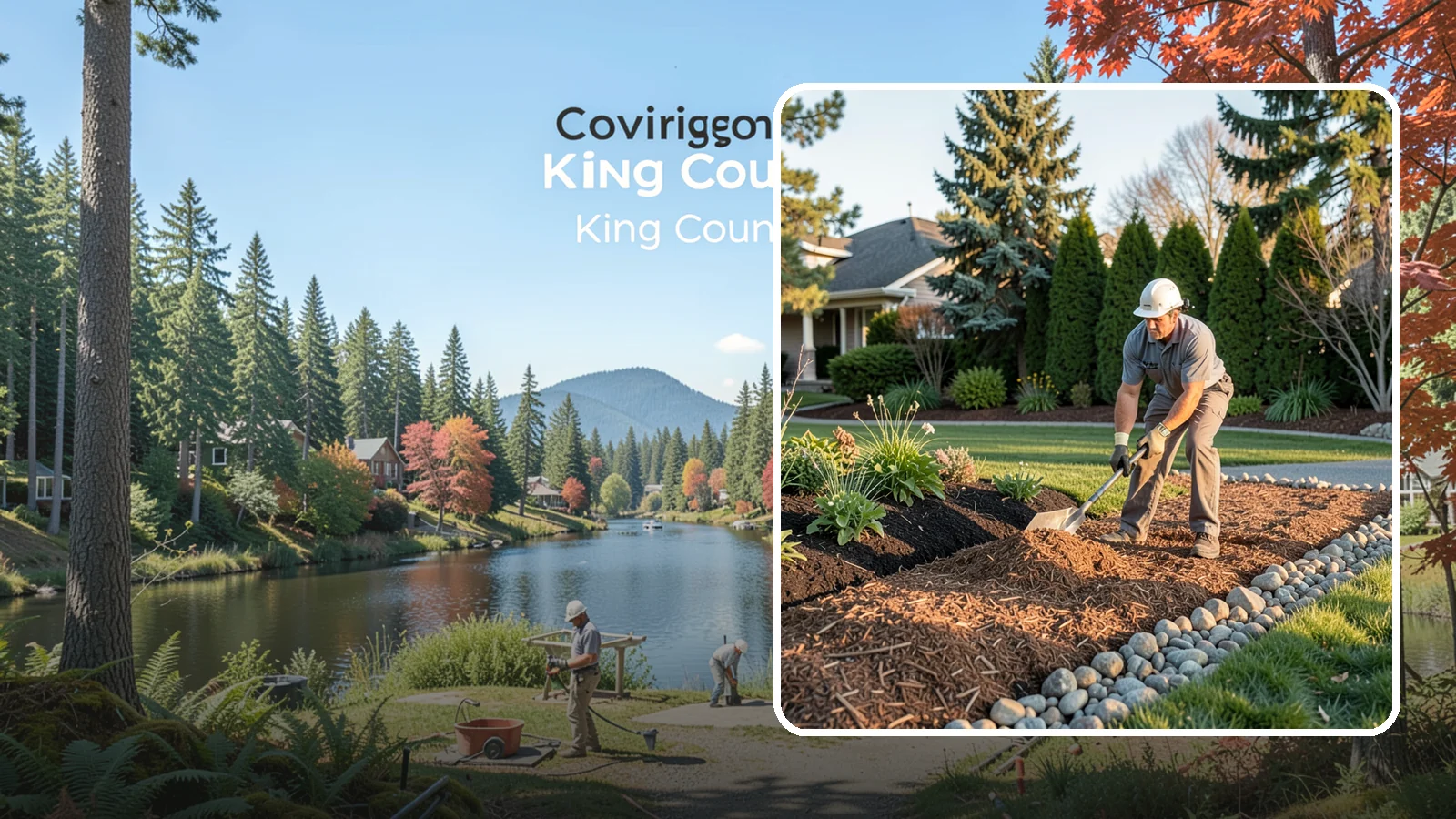 Wood Chip Spreading in Covington, King County, WA - Natural wood chips and arborist chips spread on paths, beds, and play areas for a rugged, economical cover.