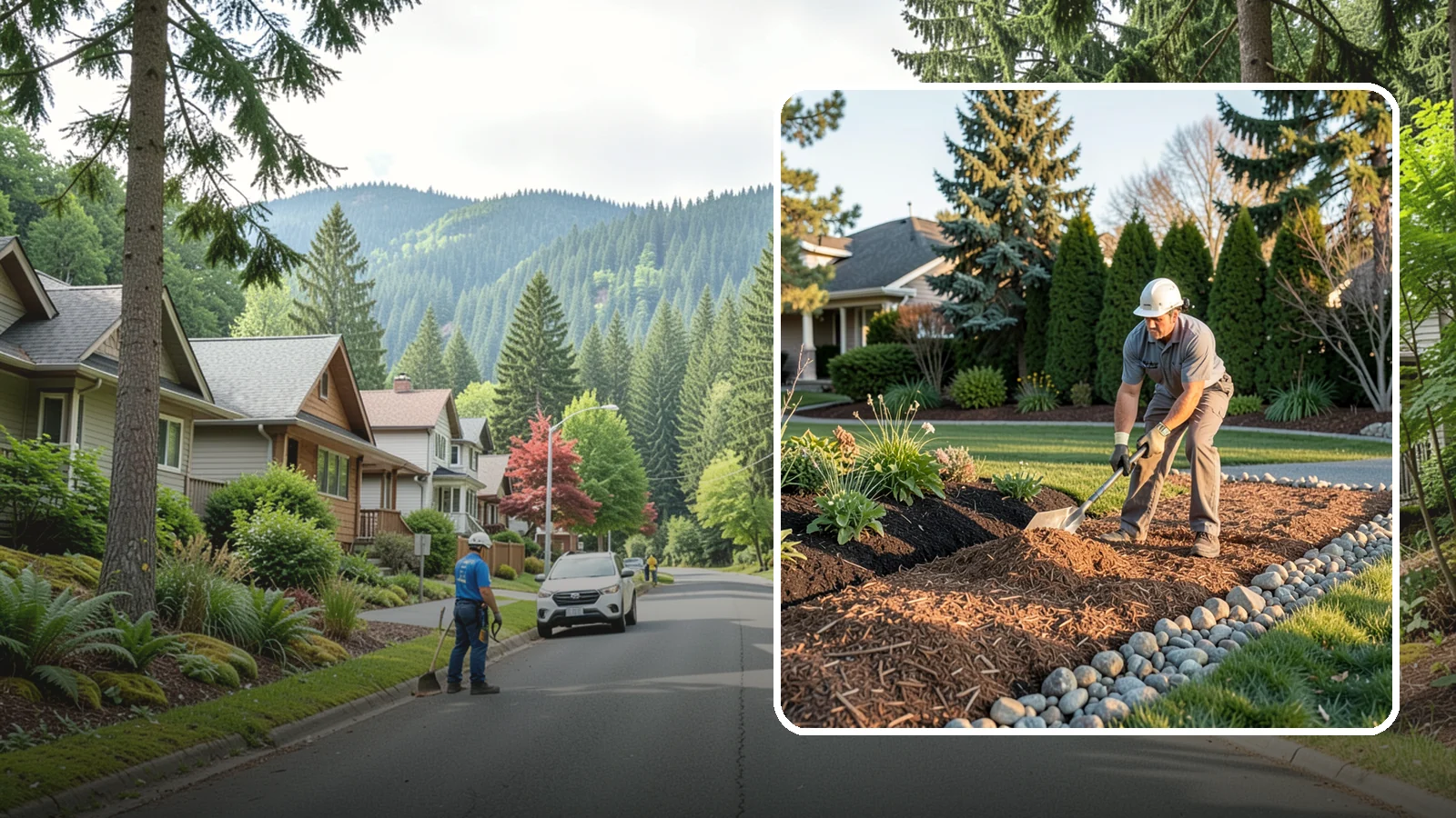 Wood Chip Spreading in Darrington, Snohomish County, WA - Natural wood chips and arborist chips spread on paths, beds, and play areas for a rugged, economical cover.