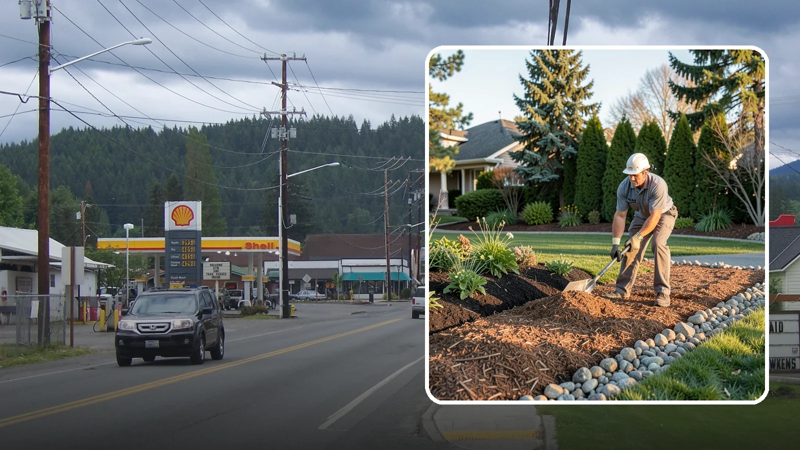 Wood Chip Spreading in Granite Falls, Snohomish County, WA - Natural wood chips and arborist chips spread on paths, beds, and play areas for a rugged, economical cover.