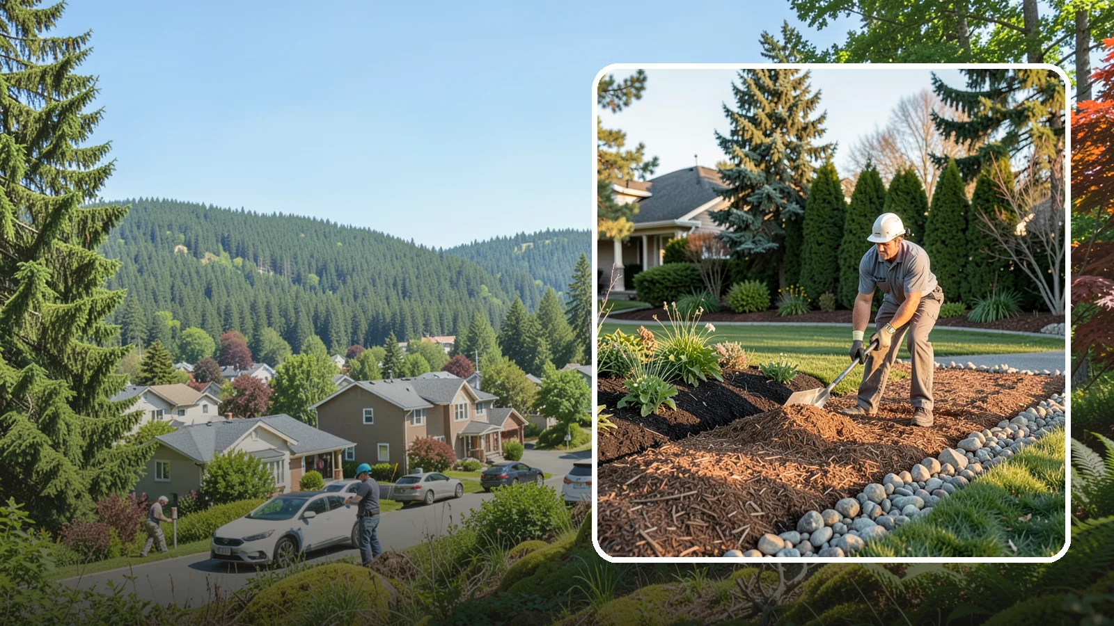 Wood Chip Spreading in Index, Snohomish County, WA - Natural wood chips and arborist chips spread on paths, beds, and play areas for a rugged, economical cover.