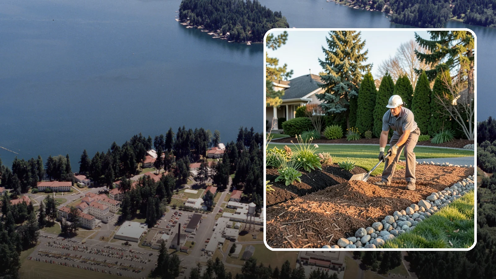 Wood Chip Spreading in Lakewood, Pierce County, WA - Natural wood chips and arborist chips spread on paths, beds, and play areas for a rugged, economical cover.