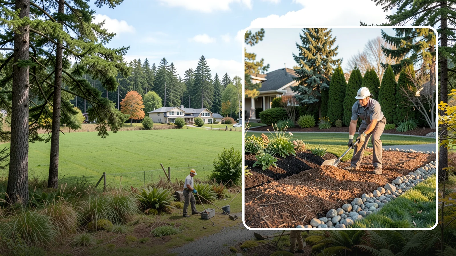 Wood Chip Spreading in Lyman, Skagit County, WA - Natural wood chips and arborist chips spread on paths, beds, and play areas for a rugged, economical cover.
