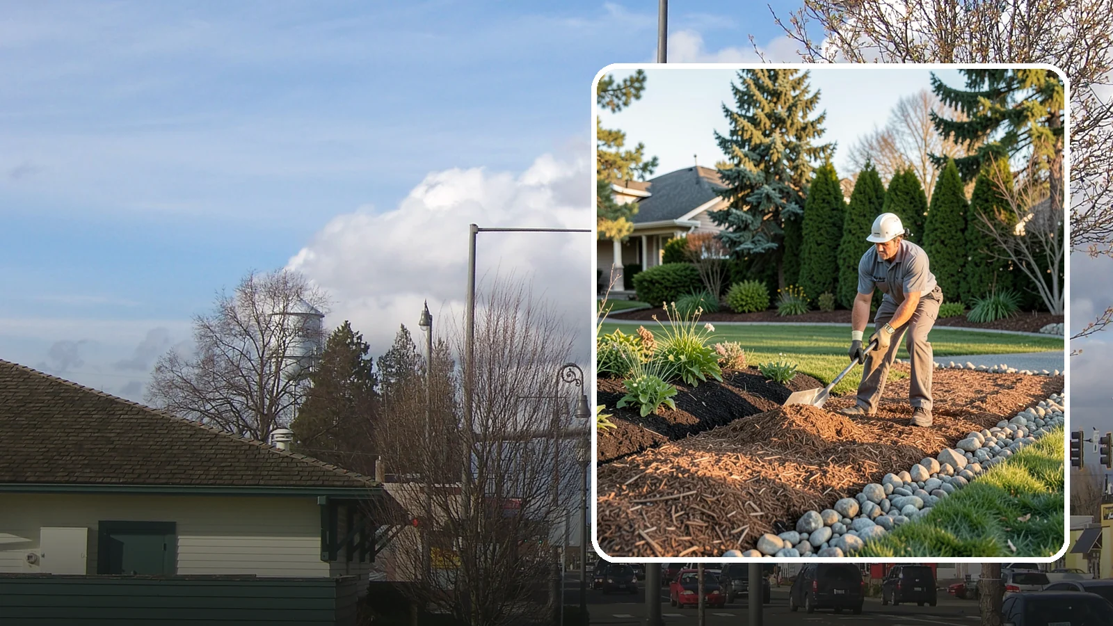 Wood Chip Spreading in Marysville, Snohomish County, WA - Natural wood chips and arborist chips spread on paths, beds, and play areas for a rugged, economical cover.