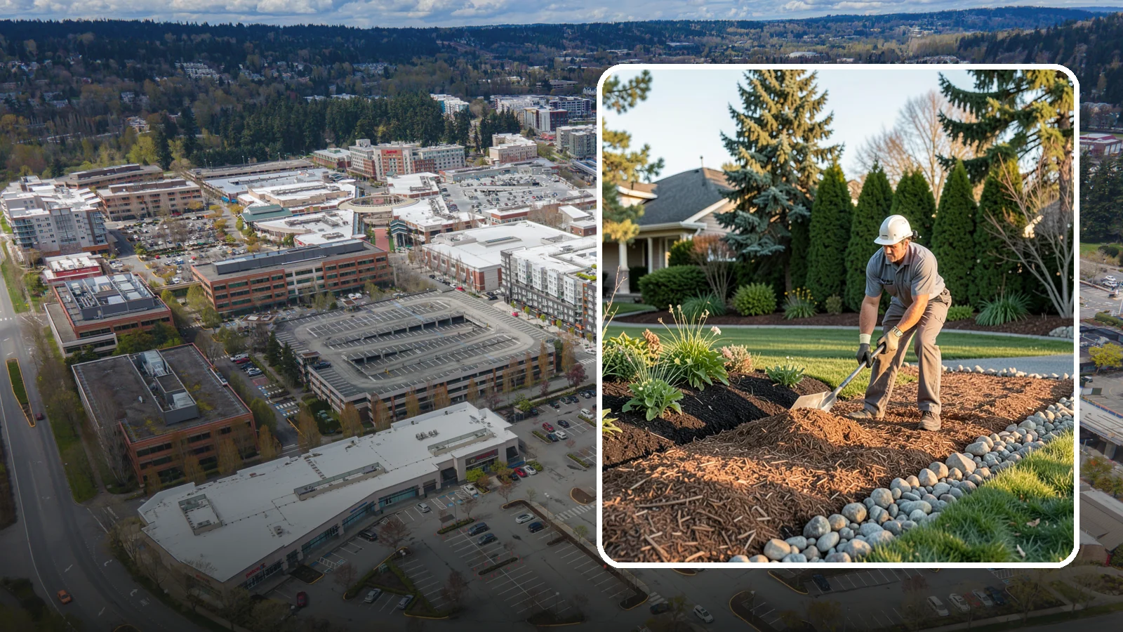 Wood Chip Spreading in Redmond, King County, WA - Natural wood chips and arborist chips spread on paths, beds, and play areas for a rugged, economical cover.