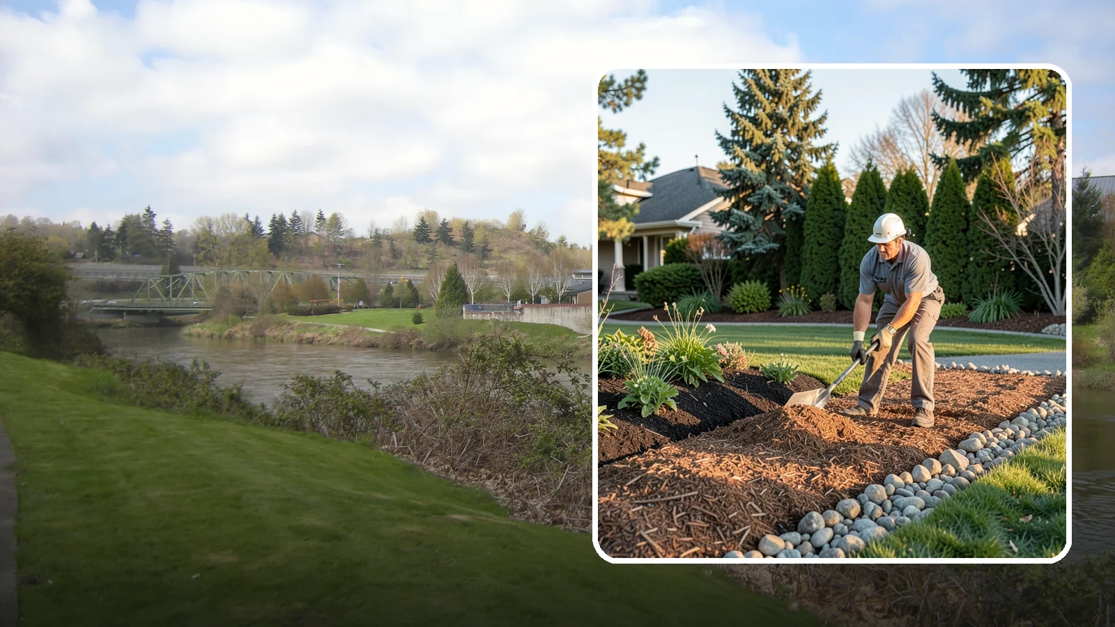 Wood Chip Spreading in Tukwila, King County, WA - Natural wood chips and arborist chips spread on paths, beds, and play areas for a rugged, economical cover.