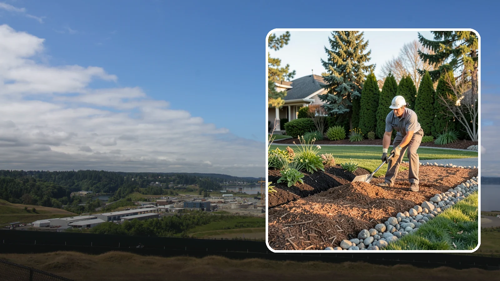 Wood Chip Spreading in University Place, Pierce County, WA - Natural wood chips and arborist chips spread on paths, beds, and play areas for a rugged, economical cover.