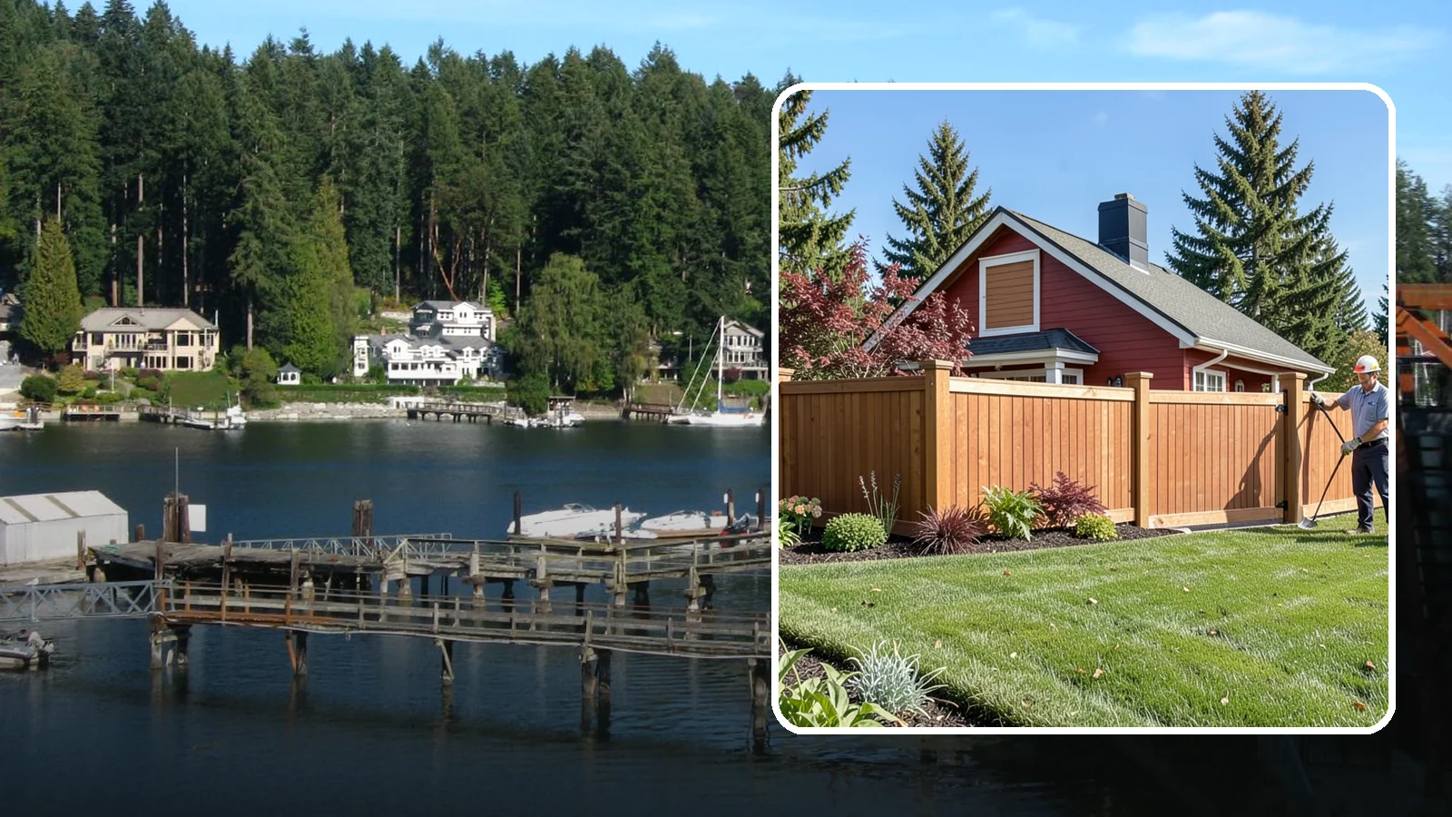 Wood Fence Installation in Gig Harbor, Pierce County, WA - We build classic wood fences using Western red cedar and treated framing chosen to stand up to Puget Sound weather.