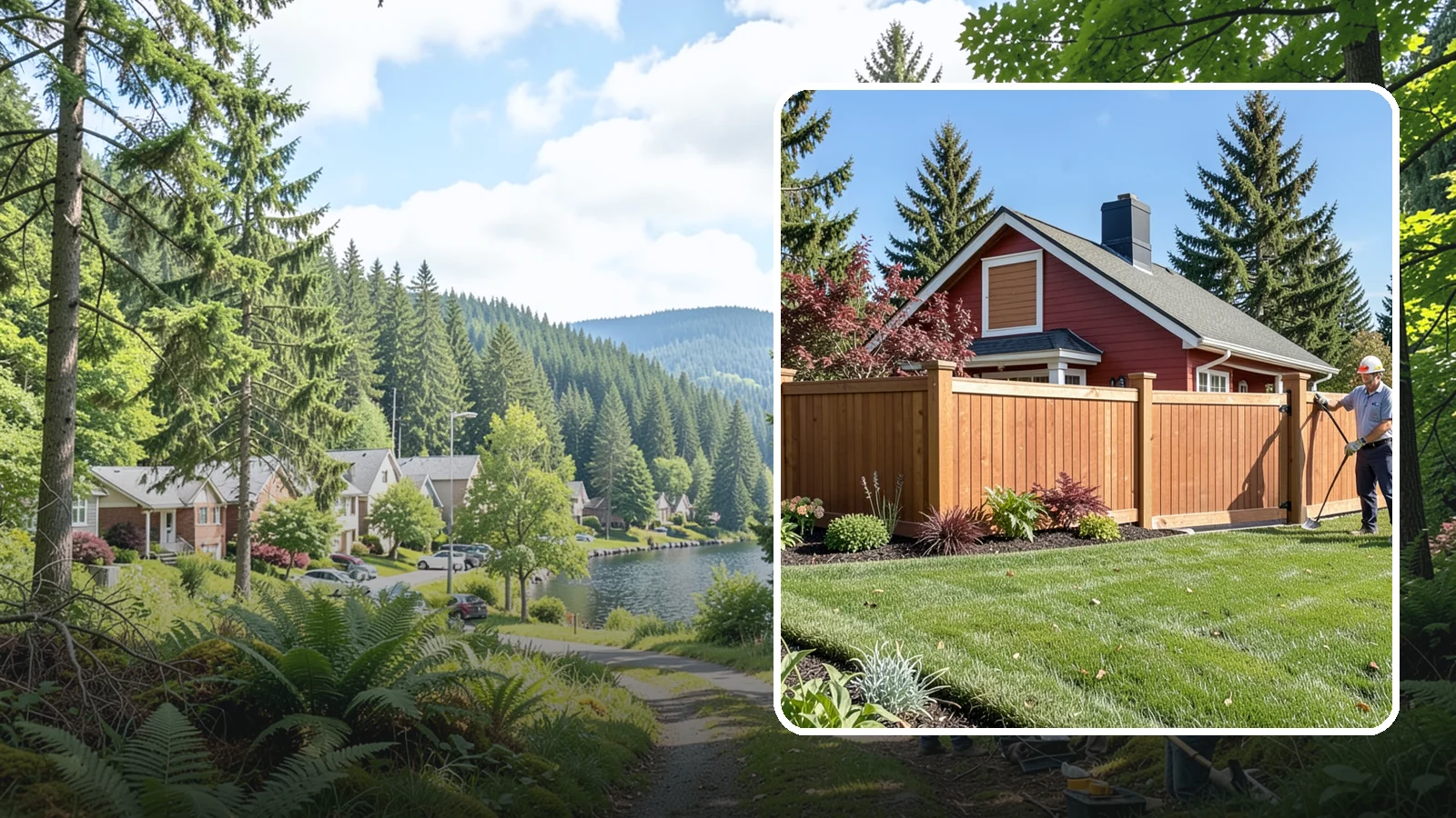 Wood Fence Installation in Lake Forest Park, King County, WA - We build classic wood fences using Western red cedar and treated framing chosen to stand up to Puget Sound weather.
