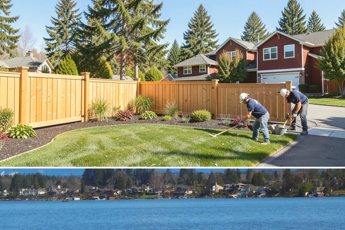 Wood Fence Installation in Lake Stevens, Snohomish County, WA - Summer and early fall give footings the driest cure, but cedar installs well most of the year with breaks for heavy Northwest...