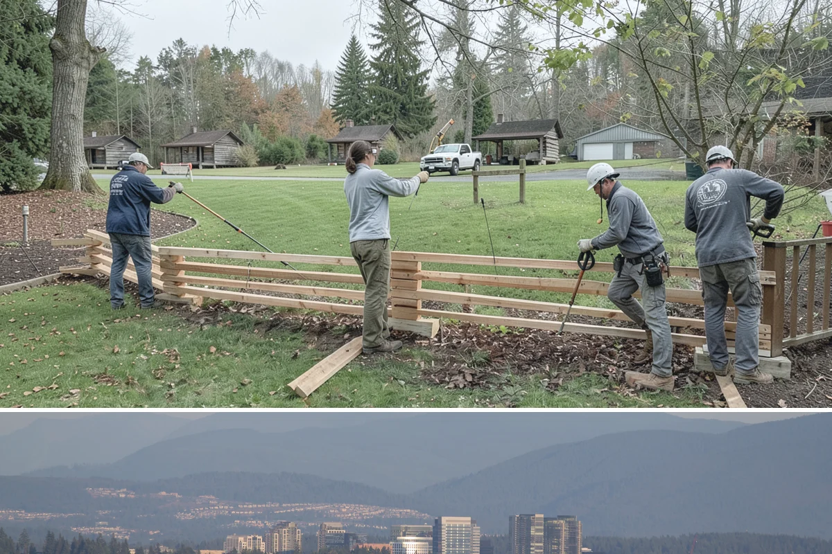 Wood Fence Installation in Medina, King County, WA - Summer and early fall give footings the driest cure, but cedar installs well most of the year with breaks for heavy Northwest...
