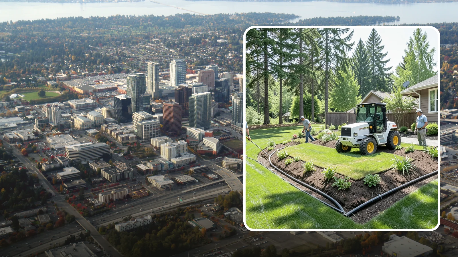 Yard Drainage Correction in Bellevue, King County, WA - We correct overall yard drainage by reshaping grade and installing drains so water flows away from structures instead of pooling.