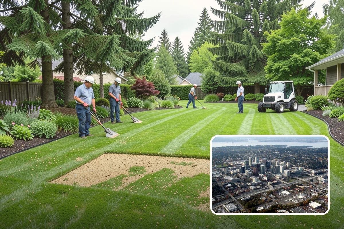 Yard Drainage Correction in Bellevue, King County, WA - Comprehensive whole-property drainage fix