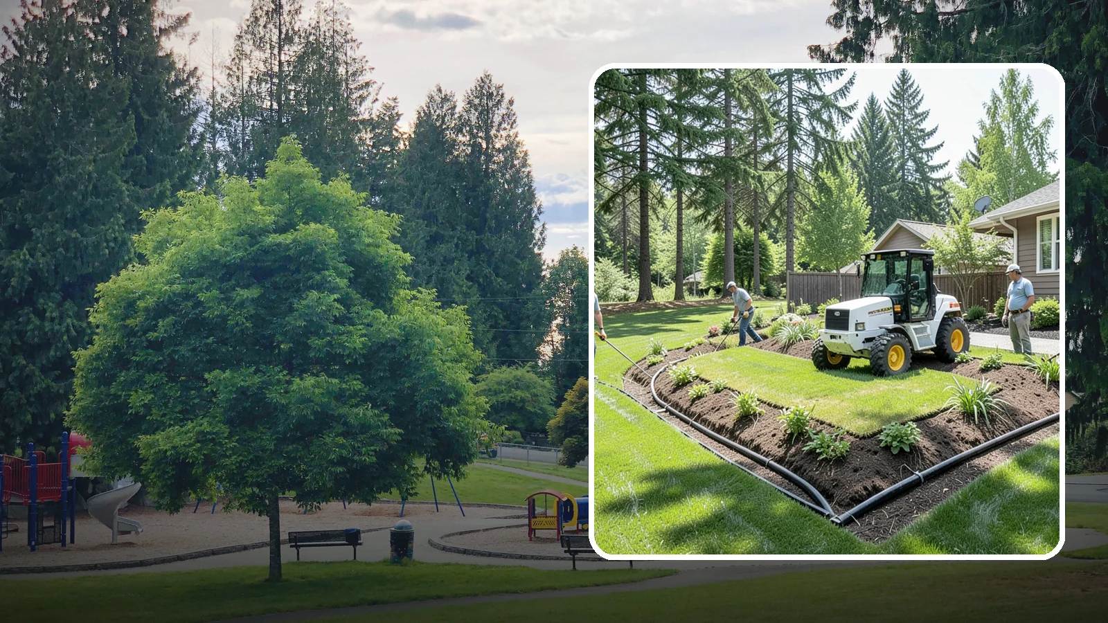Yard Drainage Correction in Bonney Lake, Pierce County, WA - We correct overall yard drainage by reshaping grade and installing drains so water flows away from structures instead of pooling.