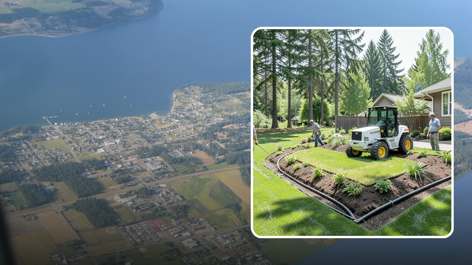 Yard Drainage Correction in Coupeville, Island County, WA - We correct overall yard drainage by reshaping grade and installing drains so water flows away from structures instead of pooling.