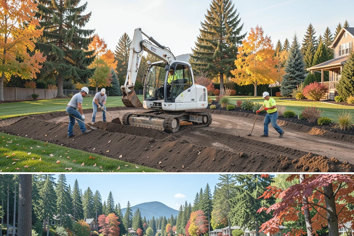 Yard Drainage Correction in Covington, King County, WA - Best performed in late spring through early fall when soils are workable for major regrading and new turf establishes before...