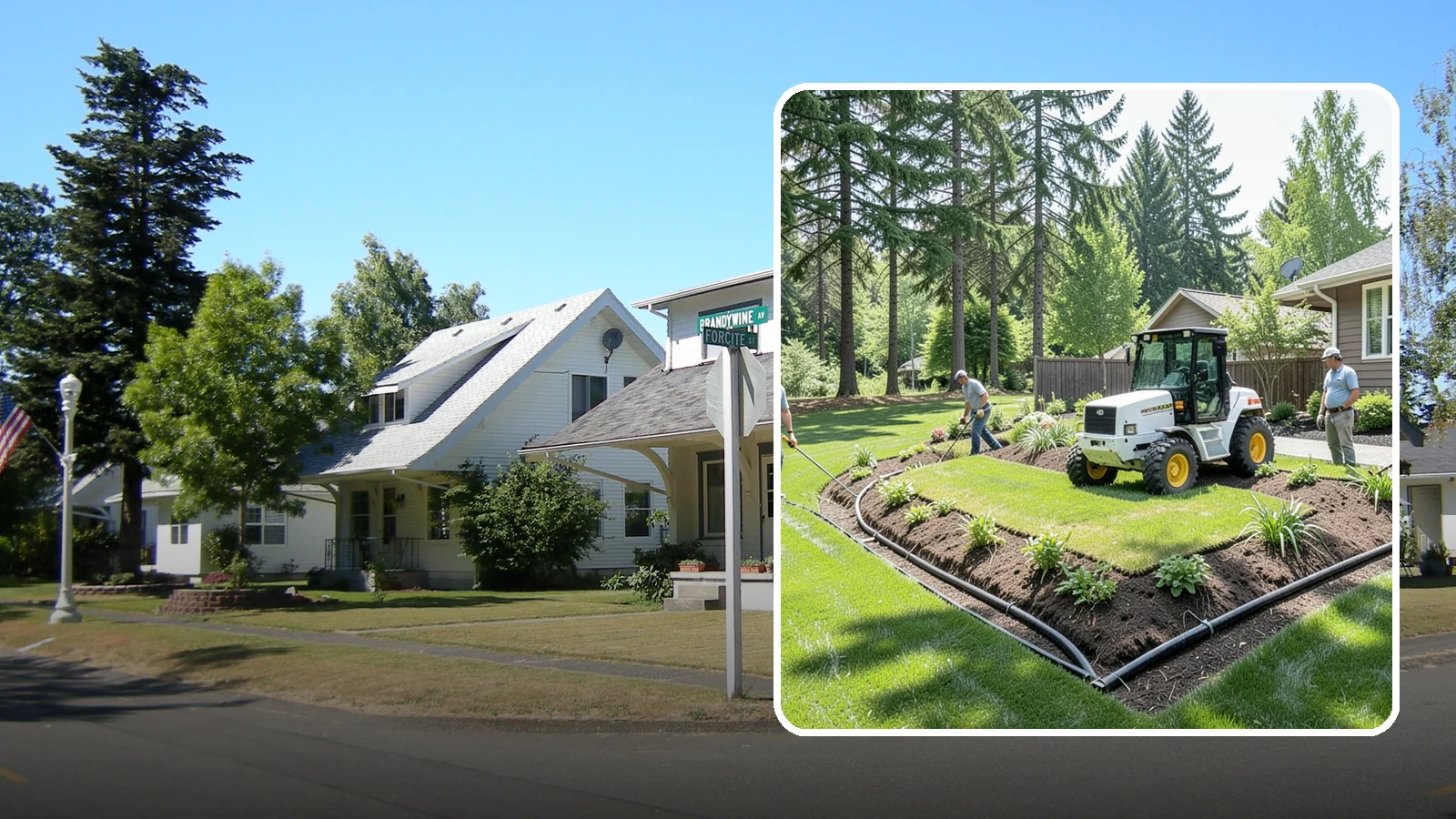 Yard Drainage Correction in DuPont, Pierce County, WA - We correct overall yard drainage by reshaping grade and installing drains so water flows away from structures instead of pooling.
