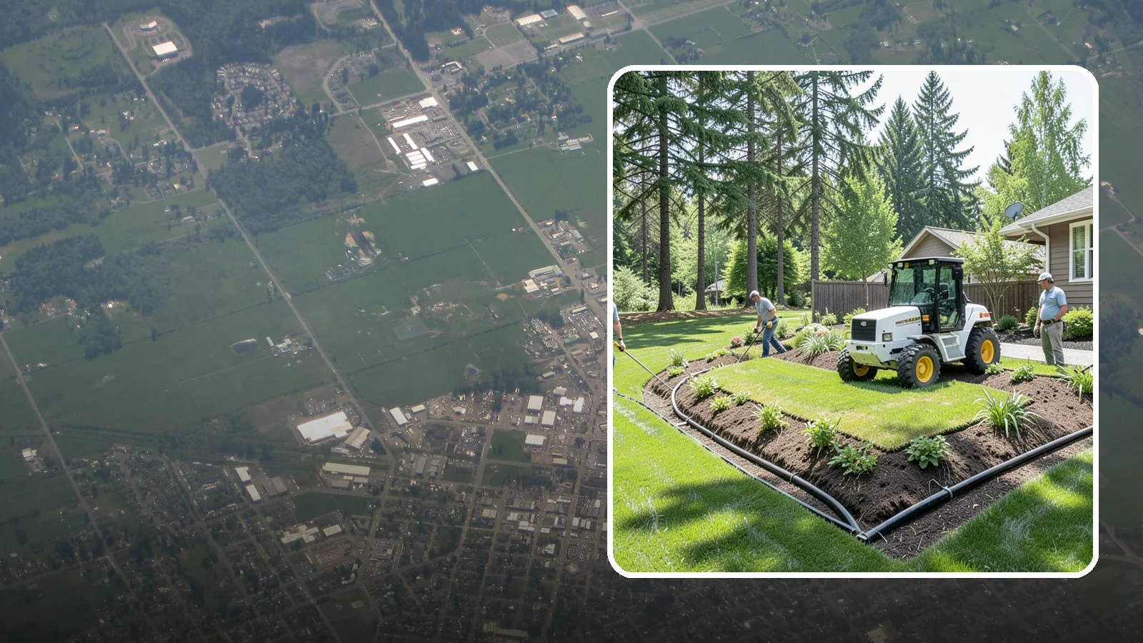 Yard Drainage Correction in Enumclaw, King County, WA - We correct overall yard drainage by reshaping grade and installing drains so water flows away from structures instead of pooling.
