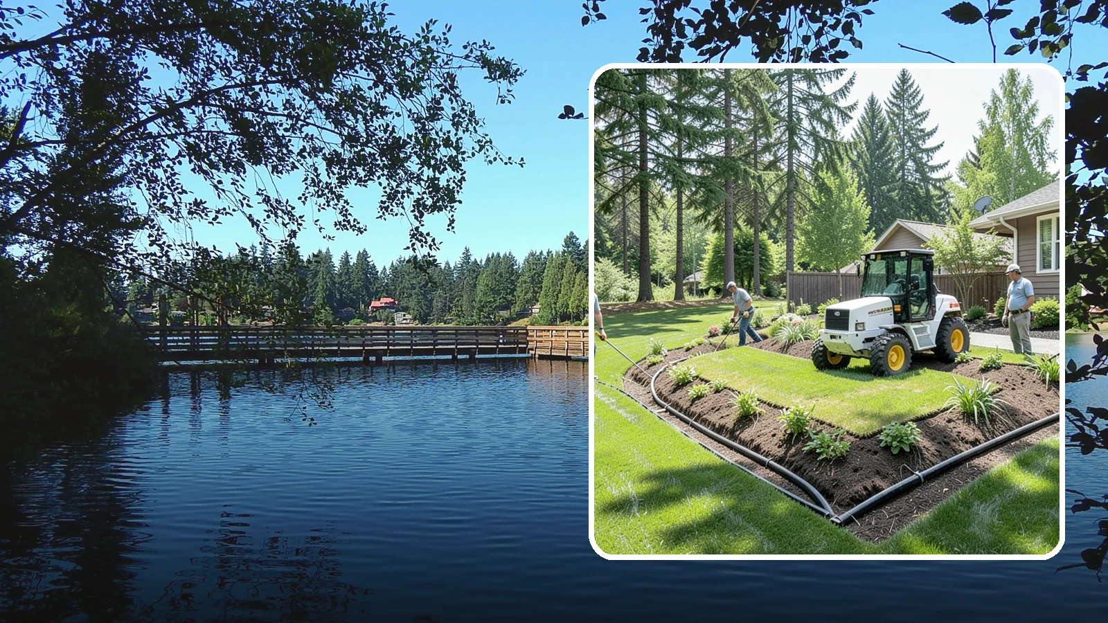 Yard Drainage Correction in Federal Way, King County, WA - We correct overall yard drainage by reshaping grade and installing drains so water flows away from structures instead of pooling.