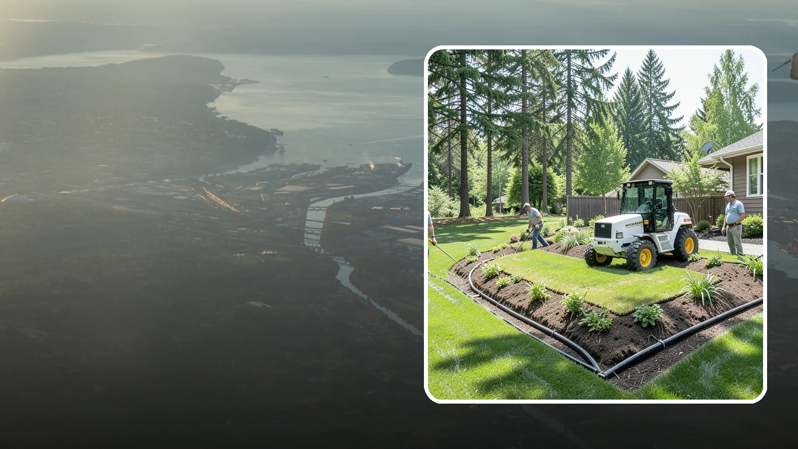 Yard Drainage Correction in Fife, Pierce County, WA - We correct overall yard drainage by reshaping grade and installing drains so water flows away from structures instead of pooling.